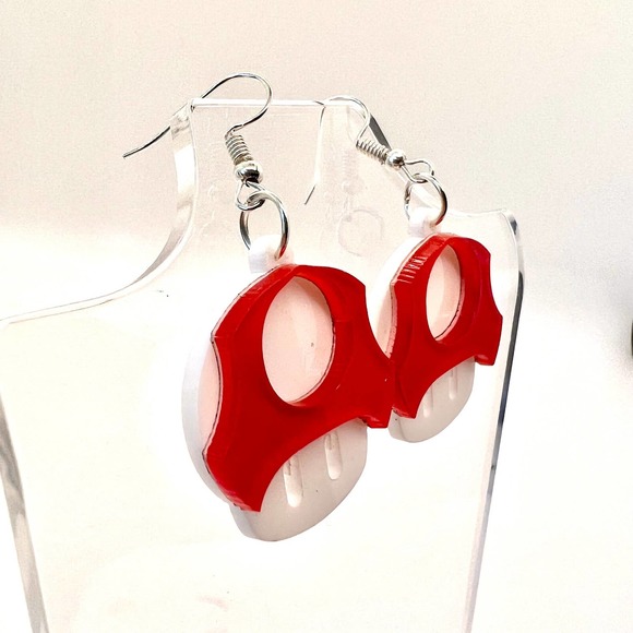 Mushroom Earrings - Mario Earrings - Retro Earrings - Y2K Earrings - Hippie Earr - Picture 2 of 8